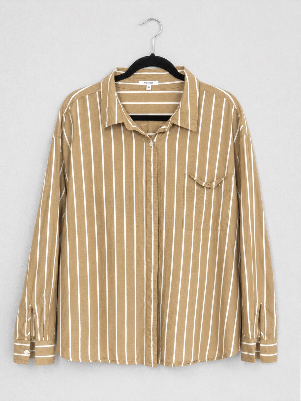 Maurices Tan and White Striped Button-Down Shirt